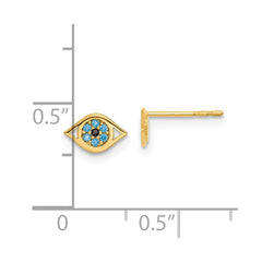 14K Yellow Gold Madi K Blue CZ Eye Post Earrings