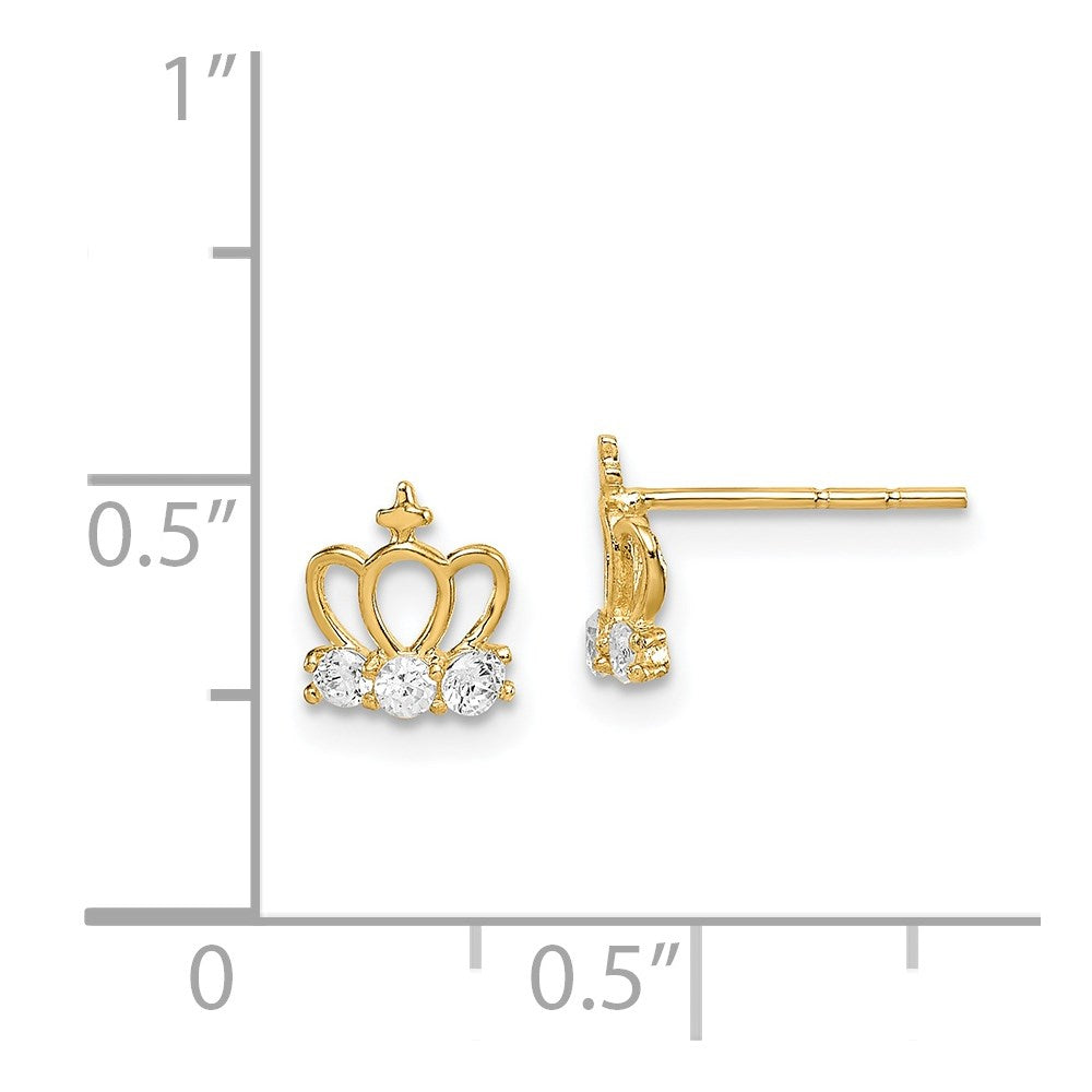 14K Yellow Gold Madi K CZ Crown Post Earrings