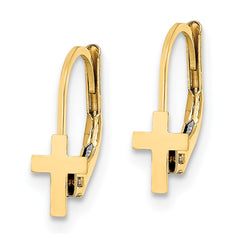 14K Yellow Gold Madi K Polished Cross Leverback Earrings