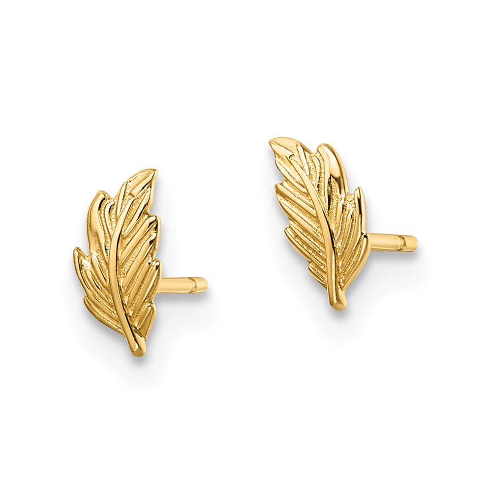 14K Yellow Gold Madi K Leaf Post Earrings