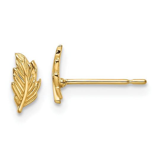 14K Yellow Gold Madi K Leaf Post Earrings
