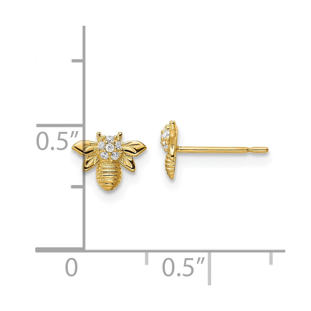 14K Yellow Gold Madi K CZ Bumble Bee Post Earrings