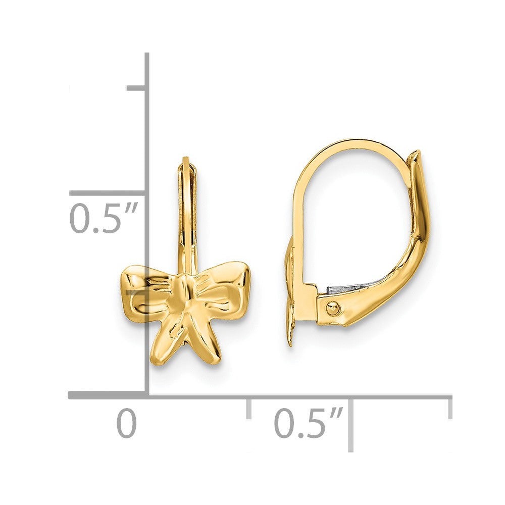 14K Yellow Gold Madi K Polished Bow Leverback Earrings
