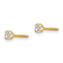 14K Yellow Gold Madi K 3mm white zircon Stud Earrings