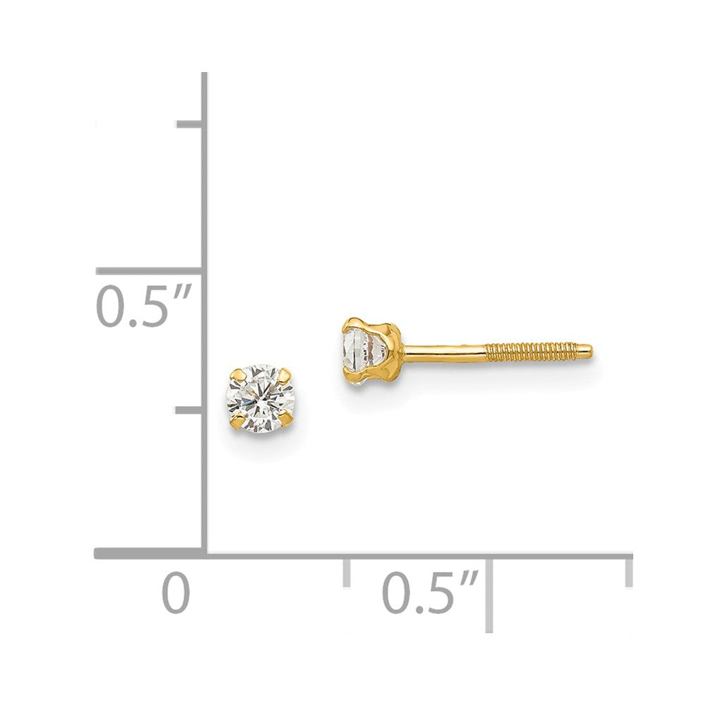14K Yellow Gold Madi K 3mm white zircon Stud Earrings