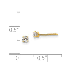 14K Yellow Gold Madi K 3mm white zircon Stud Earrings