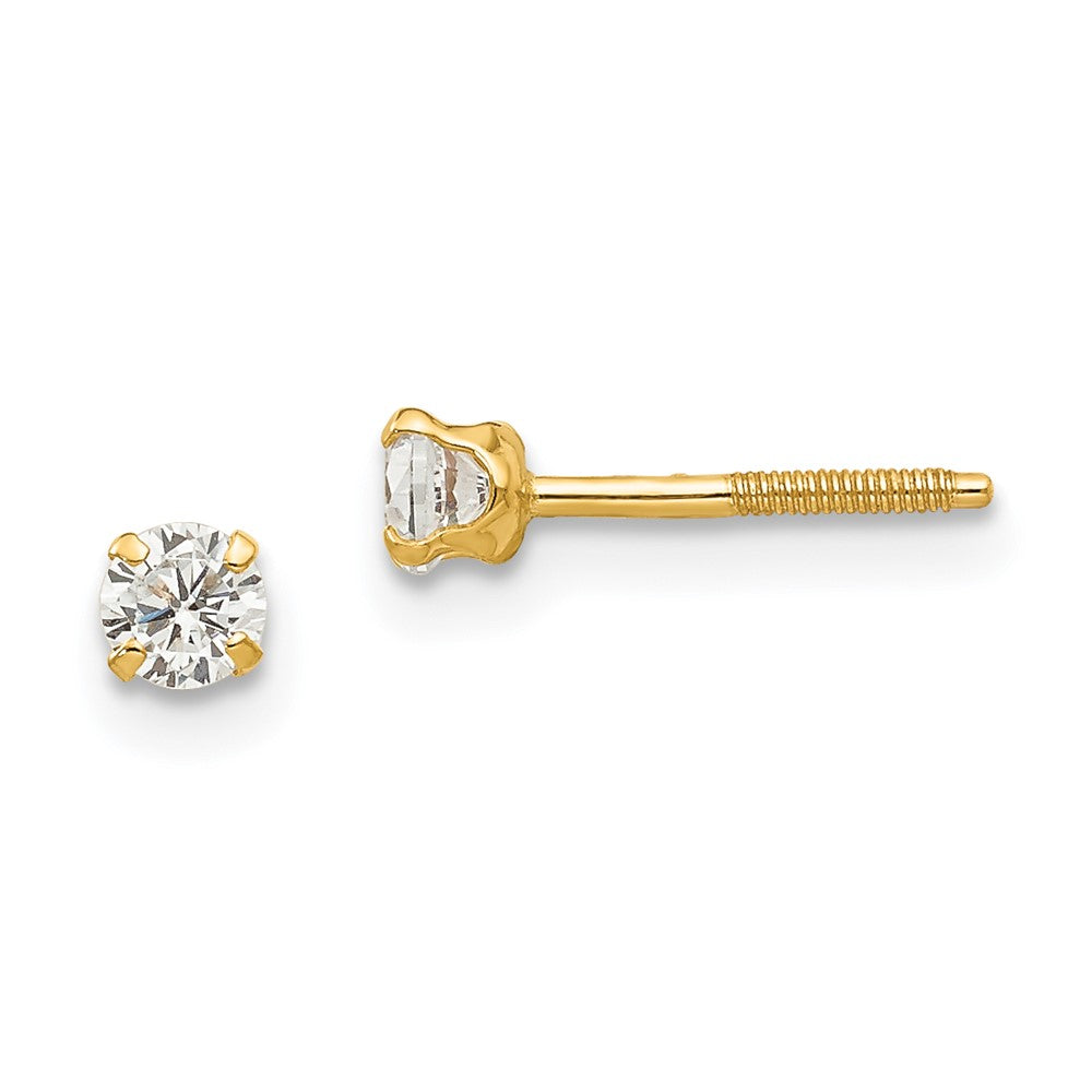 14K Yellow Gold Madi K 3mm white zircon Stud Earrings