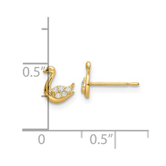 14K Yellow Gold Madi K CZ Swan Post Earrings