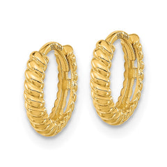14K Yellow Gold Madi K Polished Textured Hoop Earrings