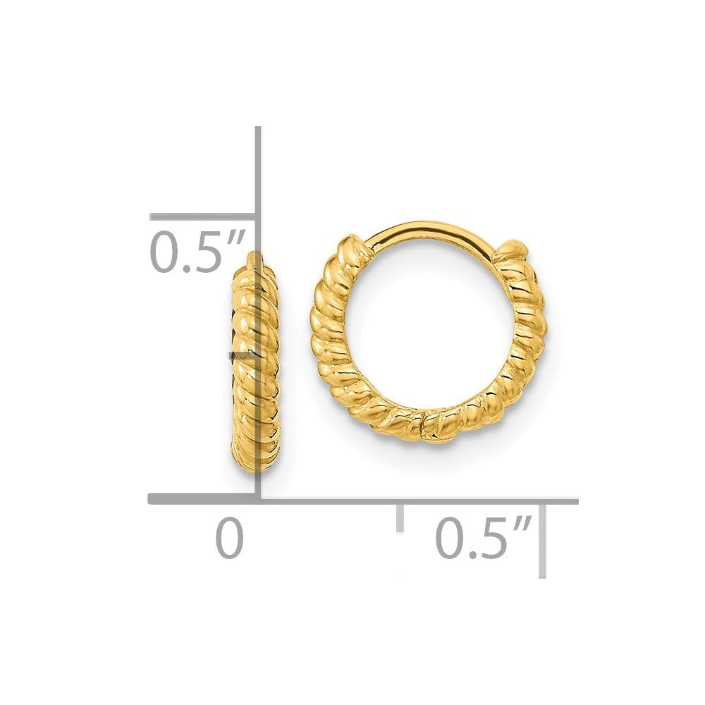 14K Yellow Gold Madi K Polished Textured Hoop Earrings