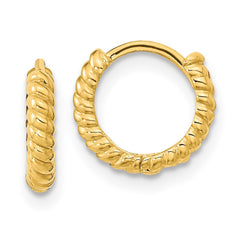 14K Yellow Gold Madi K Polished Textured Hoop Earrings