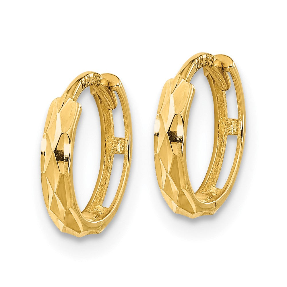 14K Yellow Gold Madi K Hinged Diamond-cut Hoop Earrings