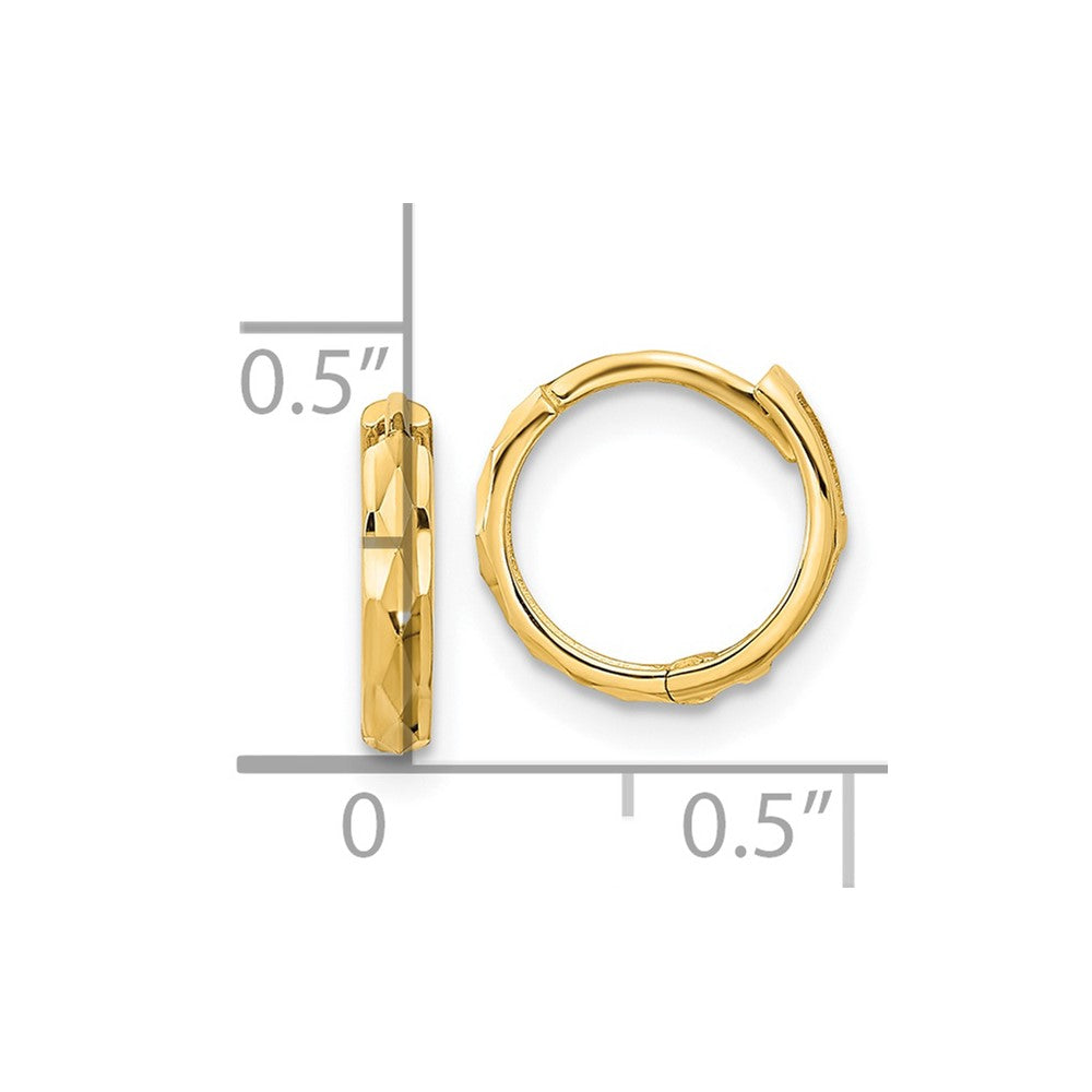 14K Yellow Gold Madi K Hinged Diamond-cut Hoop Earrings