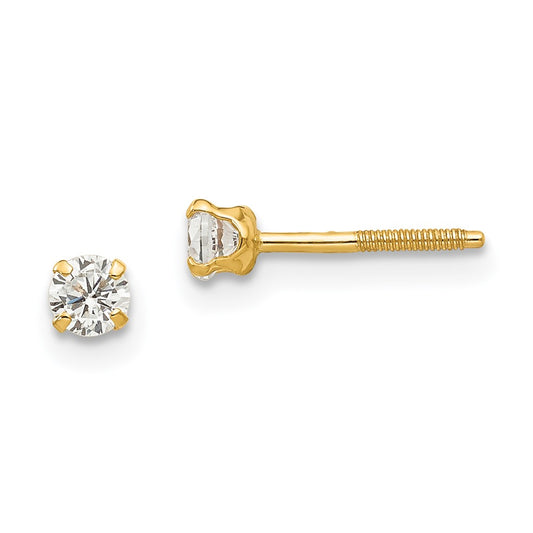 14K Yellow Gold Madi K 3mm white zircon Stud Earrings