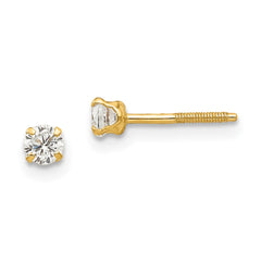 14K Yellow Gold Madi K 3mm white zircon Stud Earrings