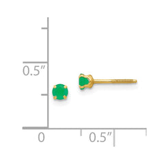 14K Yellow Gold Madi K 3mm Emerald Stud Earrings