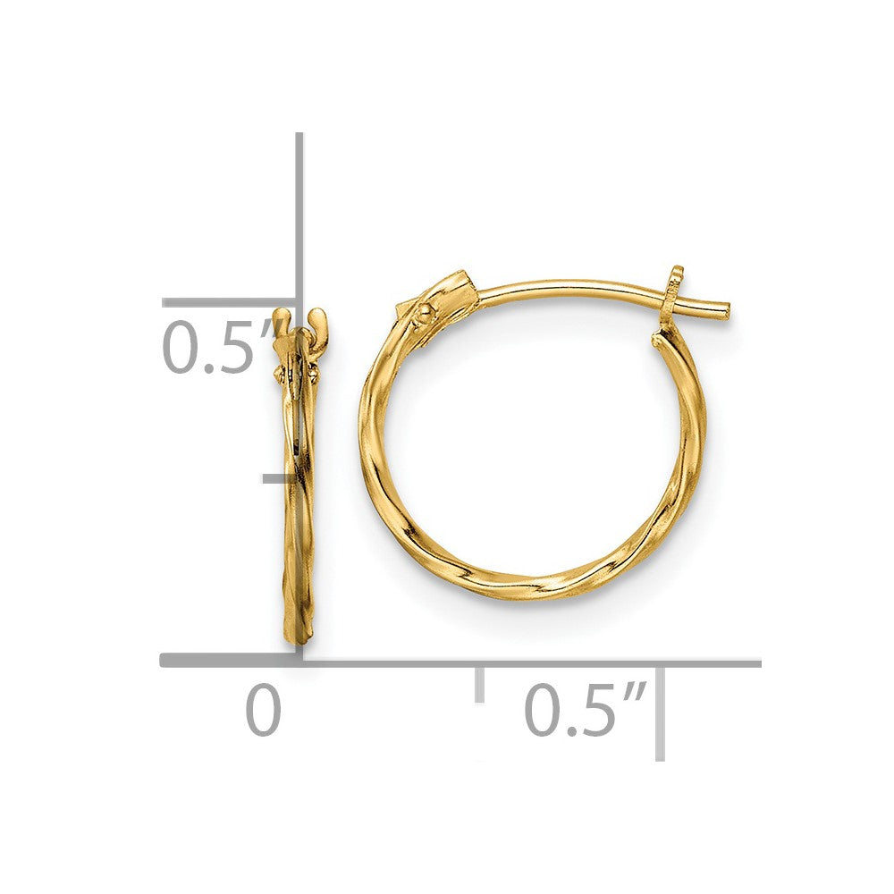 14K Yellow Gold Madi K Polished Twisted Hinged Hoop Earrings