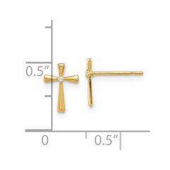 14K Yellow Gold Madi K Polished CZ Cross Post Earrings
