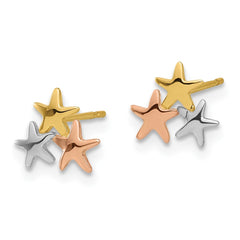 14K Tri-Color Gold Madi K Polished Stars Post Earrings