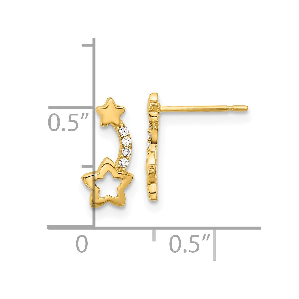 14K Yellow Gold Madi K Polished CZ Shooting Stars Post Earrings