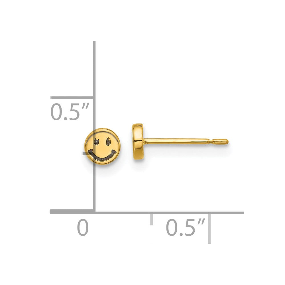 14K Yellow Gold Madi K and Black Rhodium-plated Polished Smiley Face Post Earrings