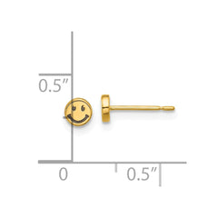 14K Yellow Gold Madi K and Black Rhodium-plated Polished Smiley Face Post Earrings