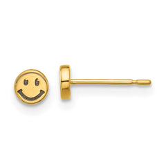 14K Yellow Gold Madi K and Black Rhodium-plated Polished Smiley Face Post Earrings