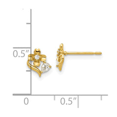 14K Yellow Gold Madi K Polished CZ Flower Post Earrings
