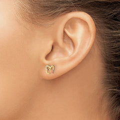 14K Two-Tone Gold Madi K Polished CZ Butterfly Post Earrings