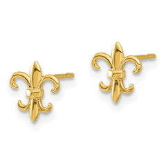 14K Yellow Gold Madi K Polished Fleur de Lis Post Earrings