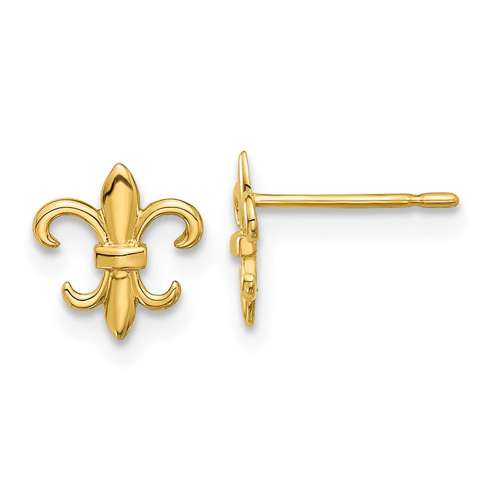 14K Yellow Gold Madi K Polished Fleur de Lis Post Earrings