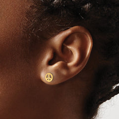 14K Yellow Gold Madi K Polished CZ Peace Sign Post Earrings
