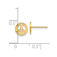 14K Yellow Gold Madi K Polished CZ Peace Sign Post Earrings