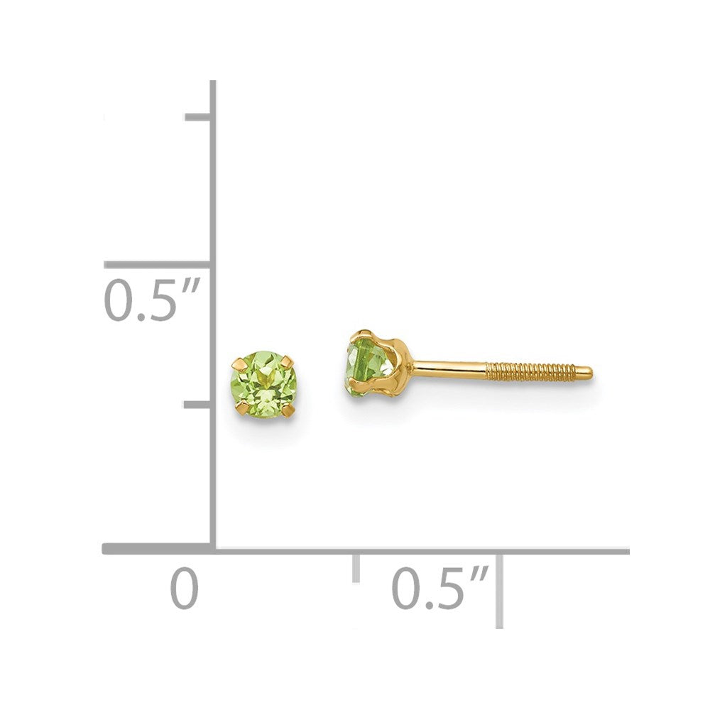 14K Yellow Gold Madi K 3mm Peridot Stud Earrings