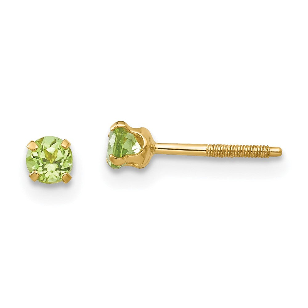 14K Yellow Gold Madi K 3mm Peridot Stud Earrings