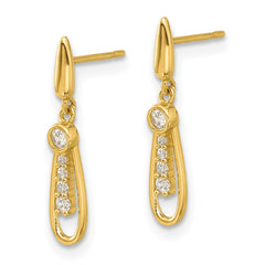 14K Yellow Gold Madi K Polished CZ Fancy Post Dangle Earrings