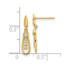 14K Yellow Gold Madi K Polished CZ Fancy Post Dangle Earrings