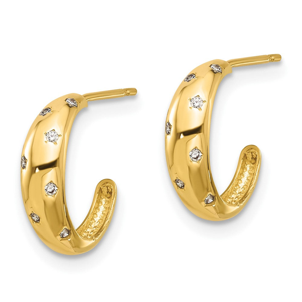 14K Yellow Gold Madi K Polished CZ Post Hoop Earrings