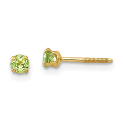 14K Yellow Gold Madi K 3mm Peridot Stud Earrings
