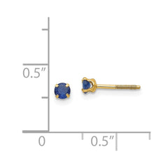 14K Yellow Gold Madi K 3mm Sapphire Birthstone Stud Earrings