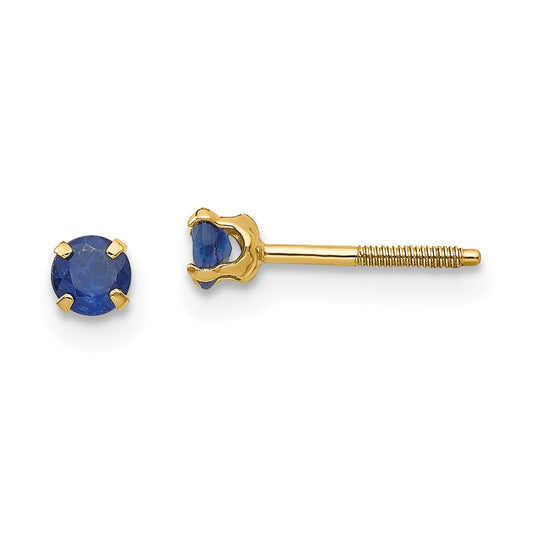 14K Yellow Gold Madi K 3mm Sapphire Birthstone Stud Earrings