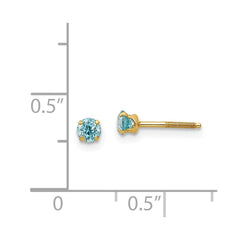 14K Yellow Gold Madi K 3mm Blue Zircon Stud Earrings