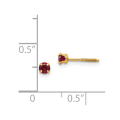 14K Yellow Gold Madi K 3mm Synthetic Garnet Earrings