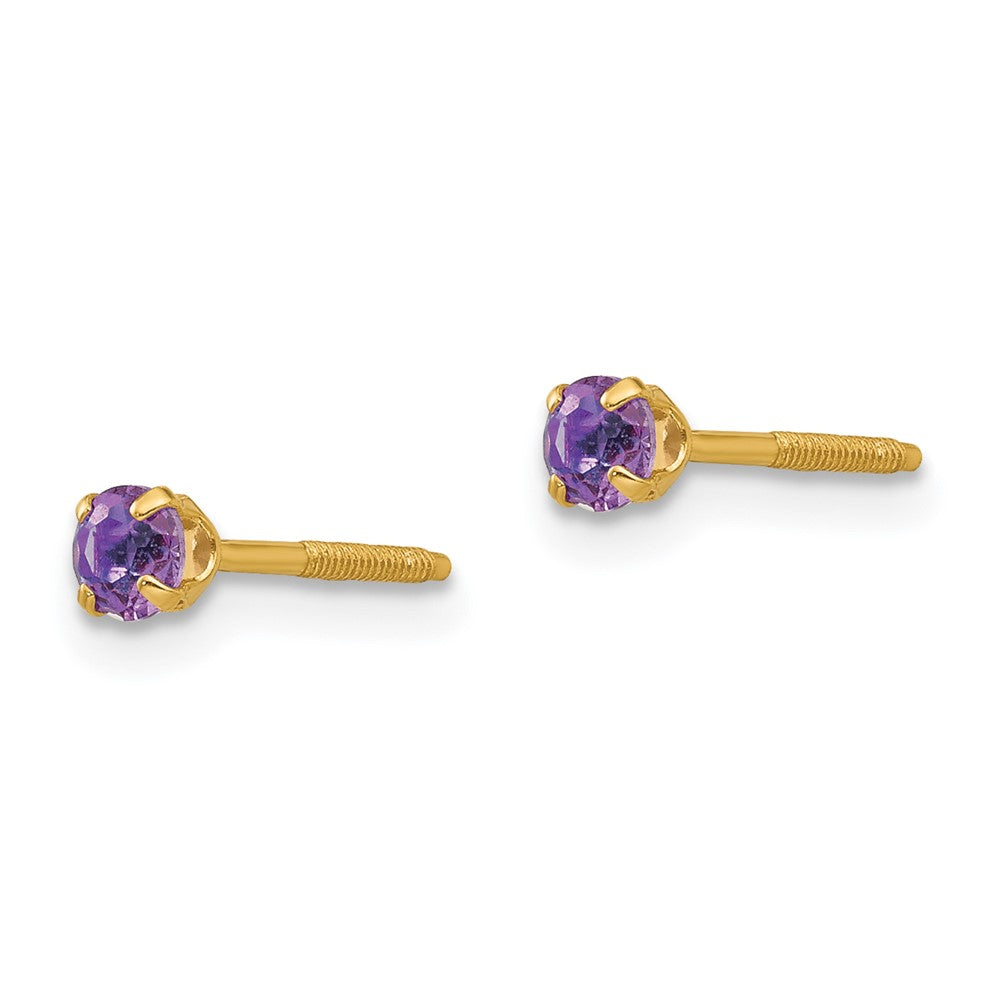 14K Yellow Gold Madi K 3mm Synthetic Birthstone Stud Earrings