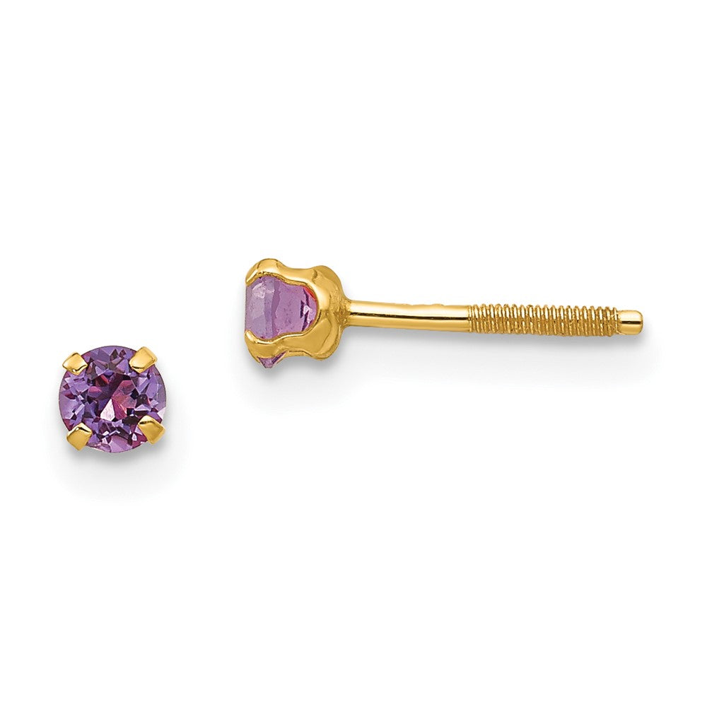 14K Yellow Gold Madi K 3mm Synthetic Birthstone Stud Earrings