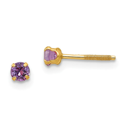 14K Yellow Gold Madi K 3mm Synthetic Birthstone Stud Earrings