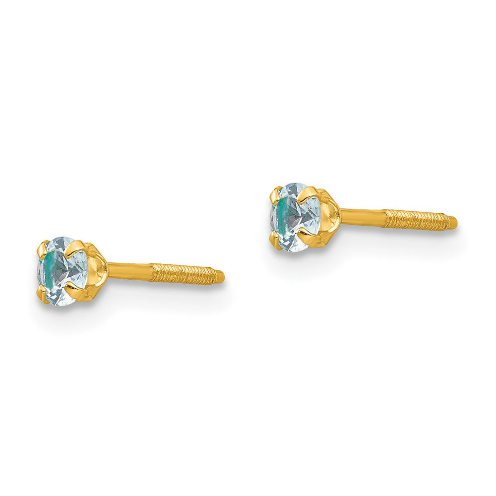 14K Yellow Gold Madi K 3mm Synthetic Birthstone Stud Earrings