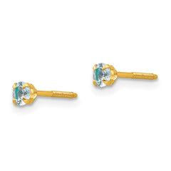 14K Yellow Gold Madi K 3mm Synthetic Birthstone Stud Earrings