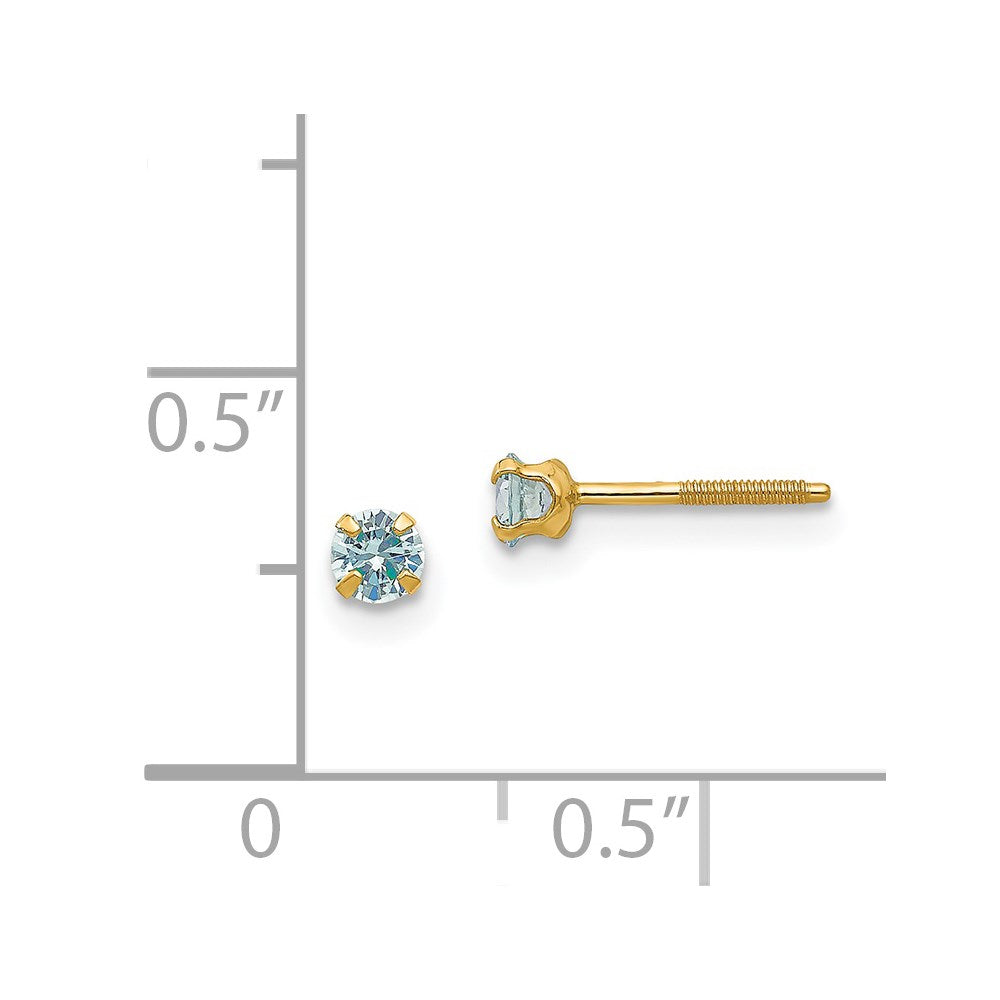 14K Yellow Gold Madi K 3mm Synthetic Birthstone Stud Earrings