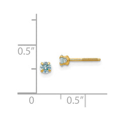 14K Yellow Gold Madi K 3mm Synthetic Birthstone Stud Earrings